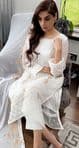 Azure Milky White Chiffon Suit with Gold Detail